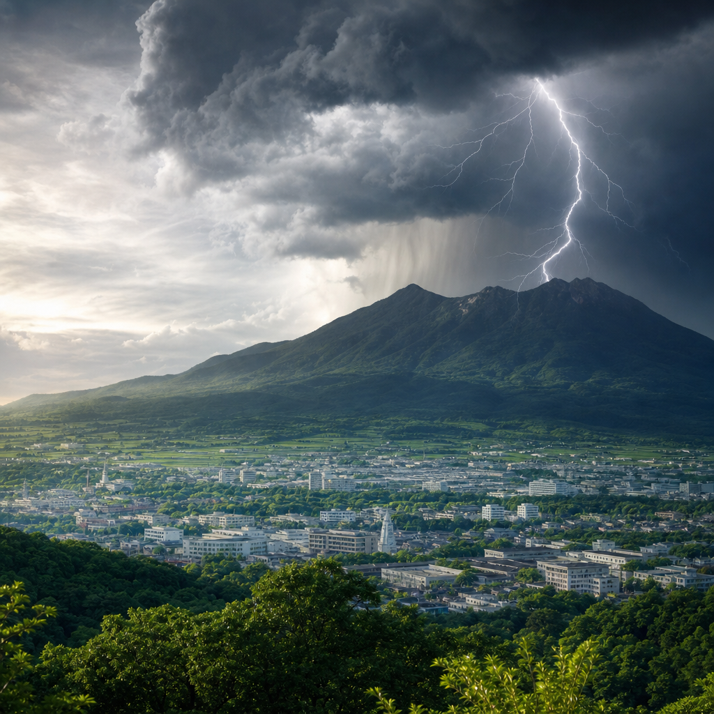 つくばの天気は筑波山の雲と雷雨で先読み